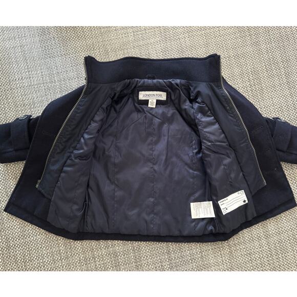 LONDON FOG Kids Unisex Navy Blue Classic Double-Breasted Fully Lined Peacoat 4T - Picture 6 of 8